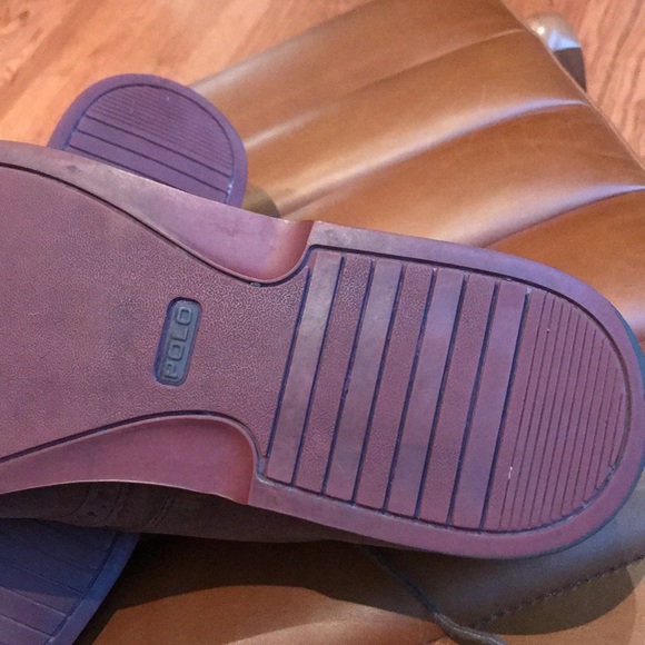 POLO RALPH LAUREN OXFORD LACEUP SHOES IN BEAUTIFUL NATURAL LEATHER MENS SIZE 13 - Picture 5 of 7